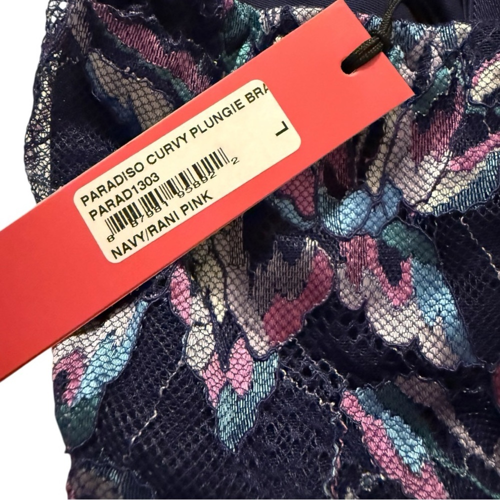 Cosabella Paradiso Curvy Plunge Bralette Navy Rani Pink Lace DD-F Made in Italy - Picture 8 of 11